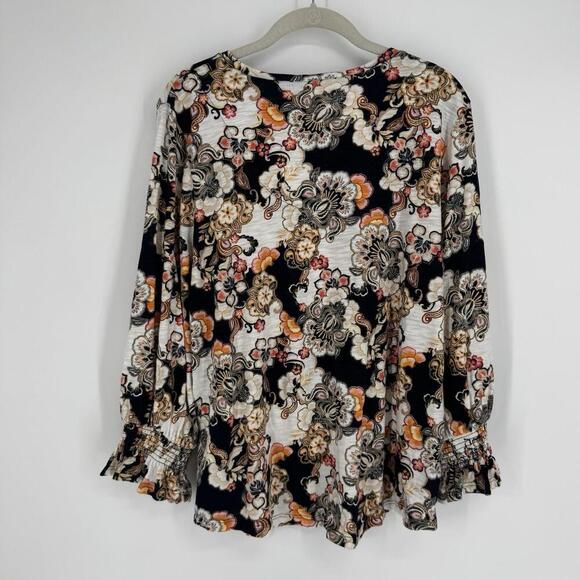 Chicos top XL floral cotton modal abstract smocked floral office business work - Picture 7 of 7